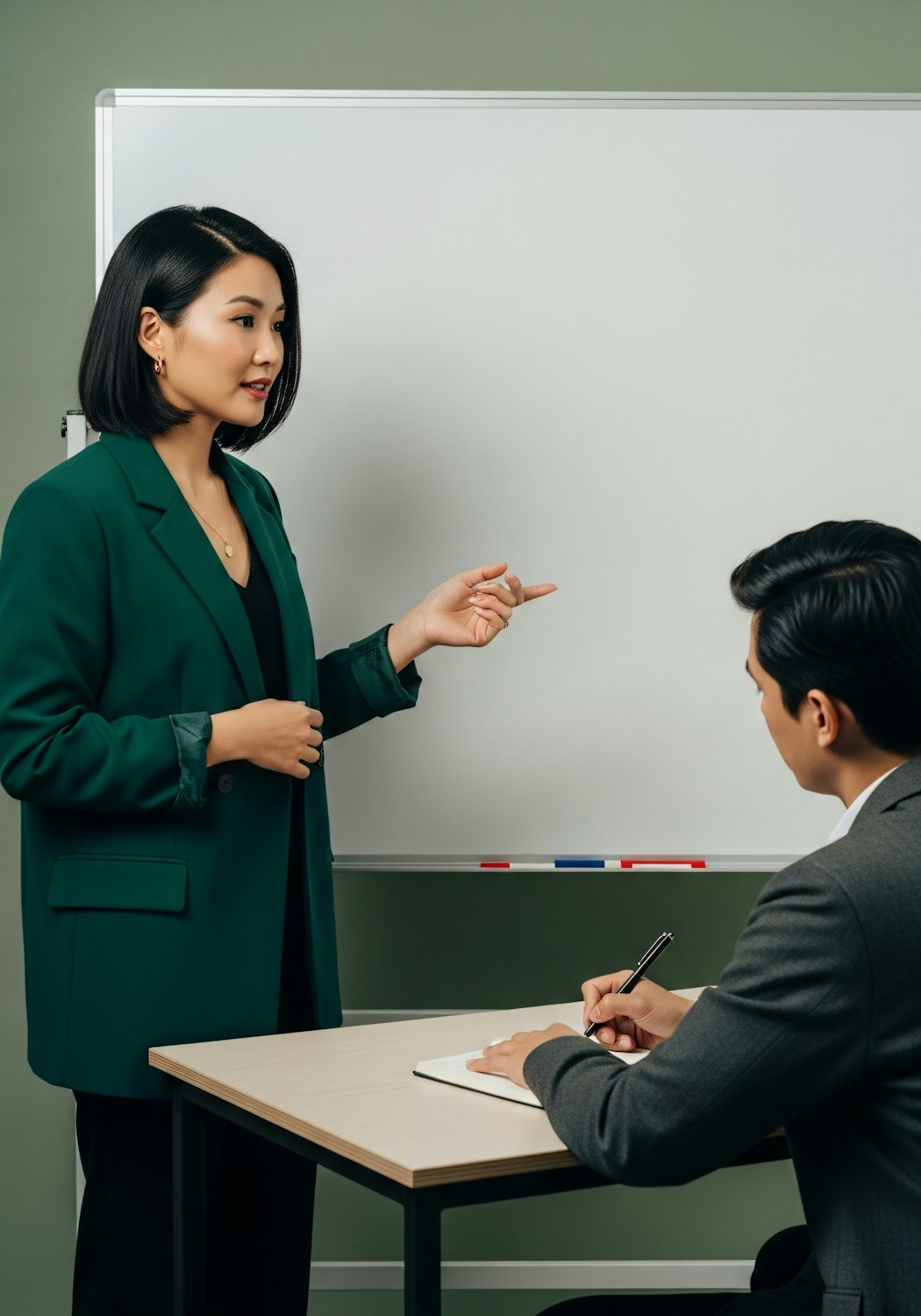 Team che definisce la strategia aziendale su una lavagna